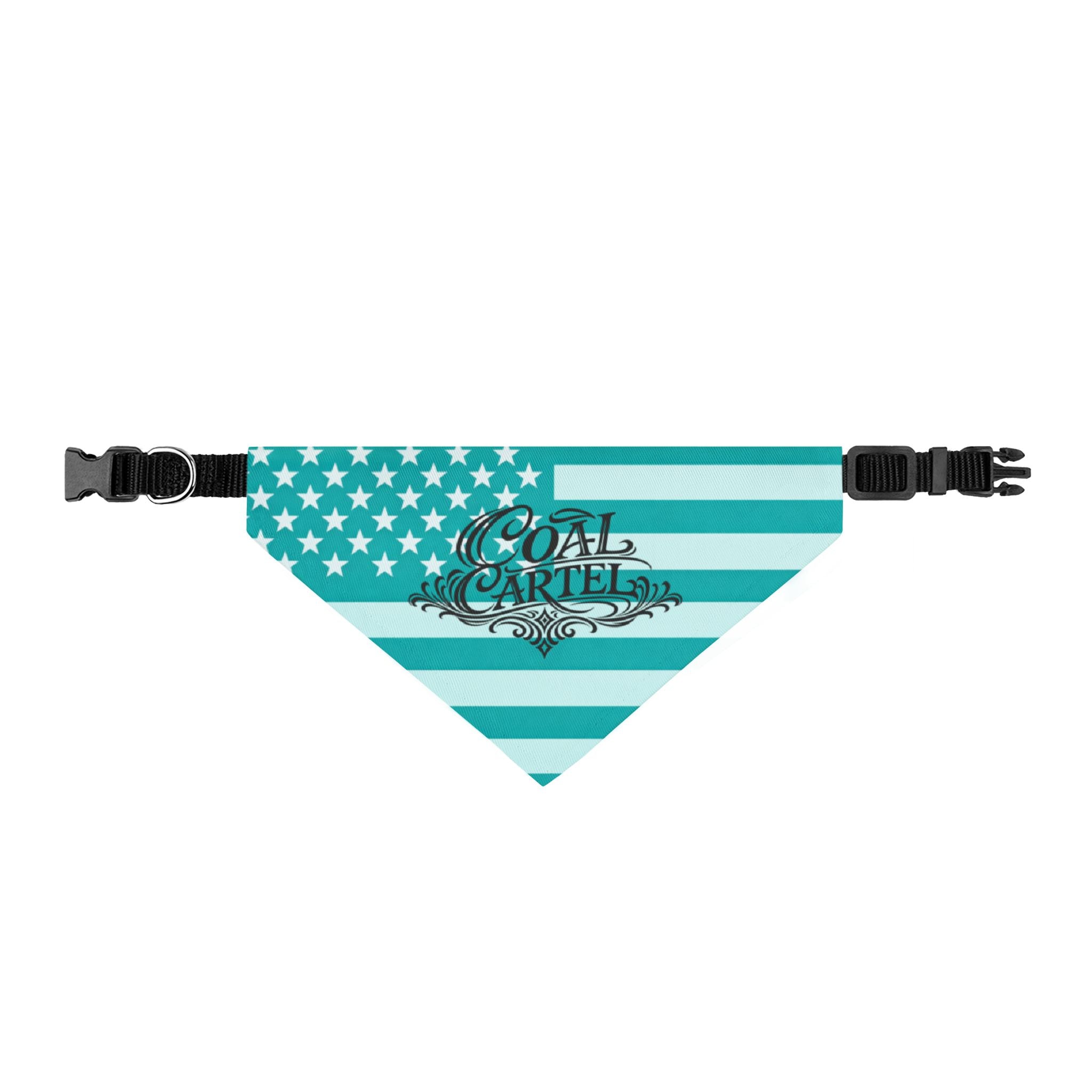 Teal Patriot Clip-On Dog Bandana