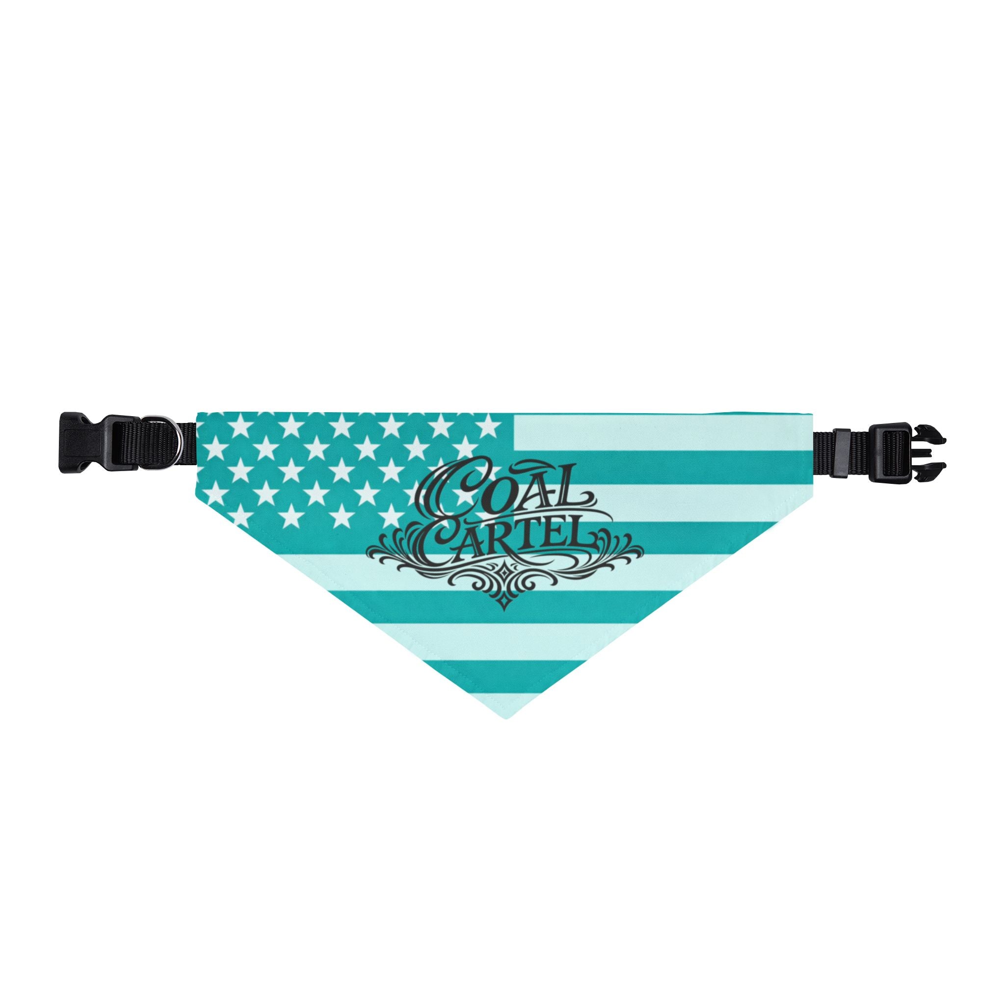 Teal Patriot Clip-On Dog Bandana