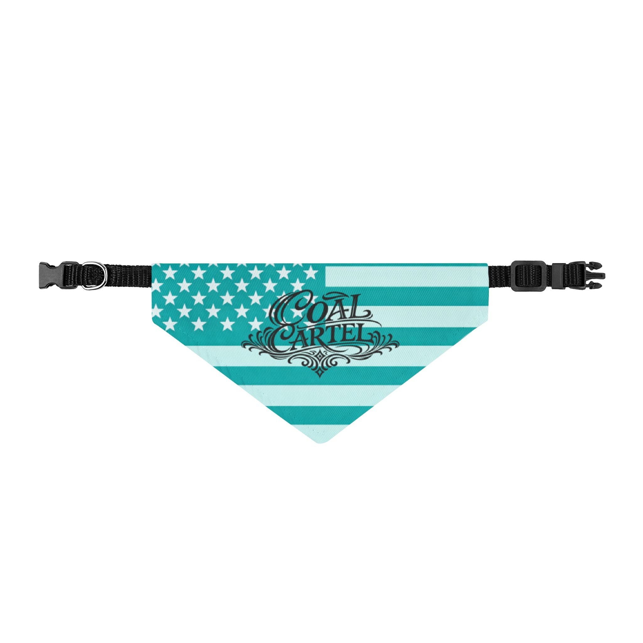 Teal Patriot Clip-On Dog Bandana